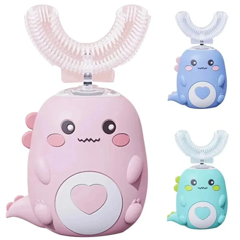 Food Grade Silicone U-Shaped Kids Electric Toothbrush 360° Automatic Cleaning USB Charging Smart Oral Care Children Toothbrush