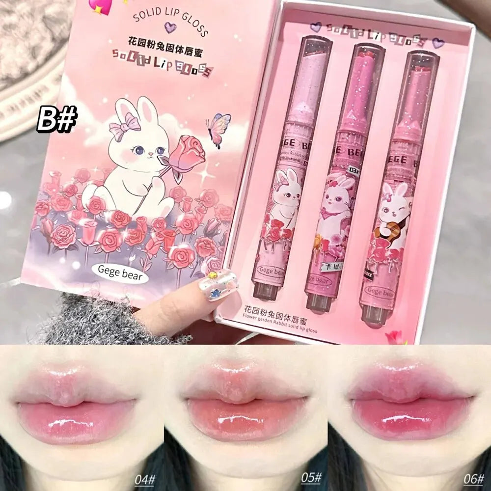 Pink Solid Lip Gloss Moisturizing Watery Colored Lip Balm Long-lasting and Tender Lip Balm
