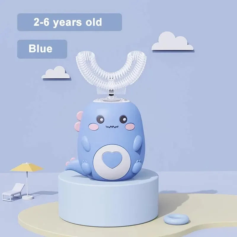 Food Grade Silicone U-Shaped Kids Electric Toothbrush 360° Automatic Cleaning USB Charging Smart Oral Care Children Toothbrush