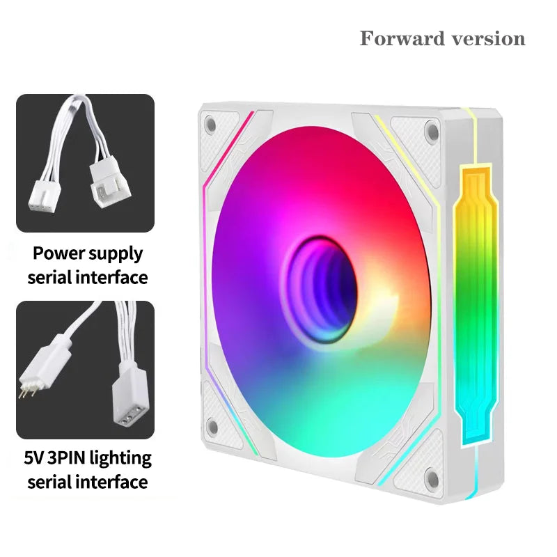 Computer Chassis Fan 120mm 5V 3PIN ARGB 4 Pin PWM Quiet Cooling Fan 12V Large Air Volume 45.2CFM/600-1500RPM