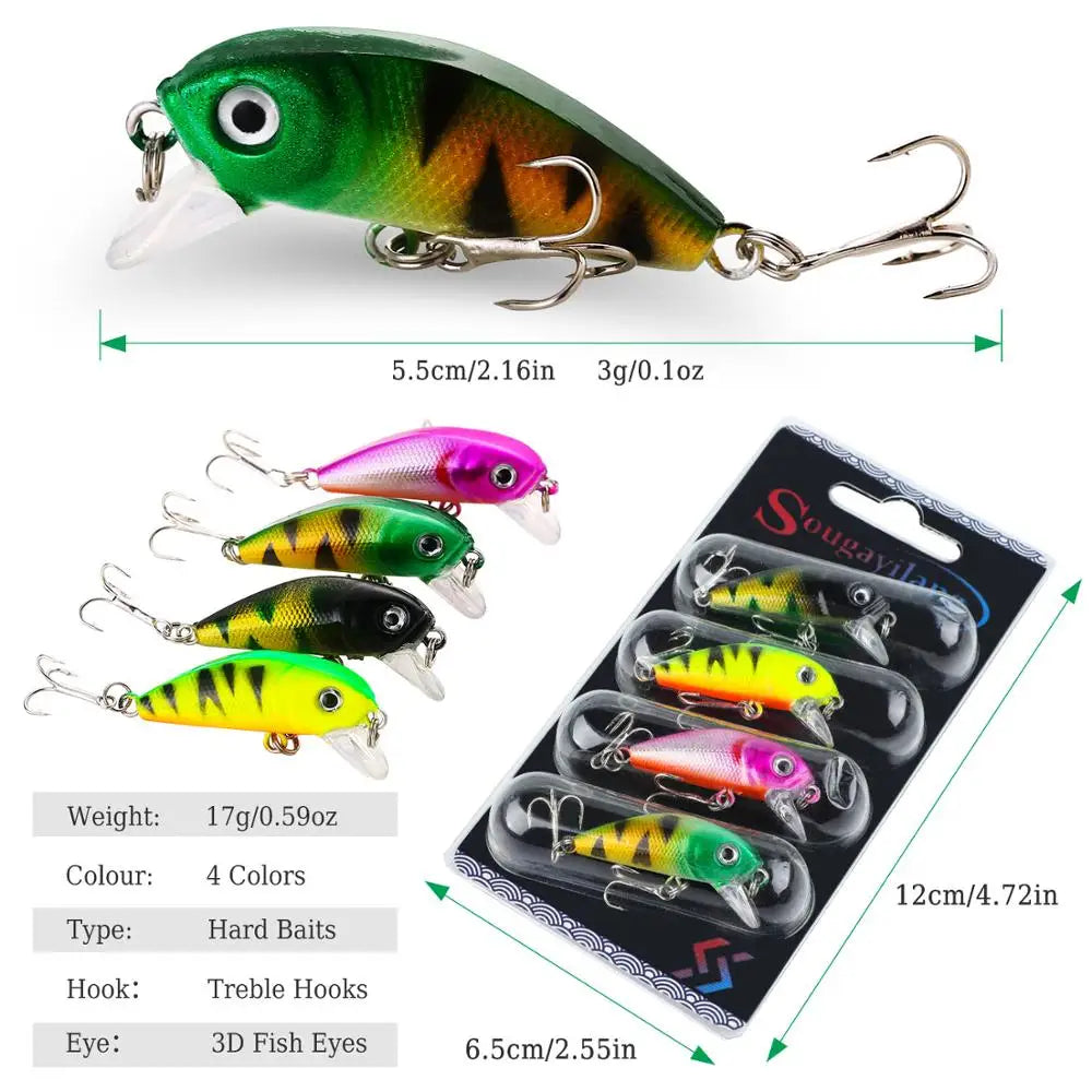 Fishing Bait Set 4PCS Wobbler Anti-corrosion Hook Bass Fishing Lure for Sea Carp Fishing Tackles De Pesca