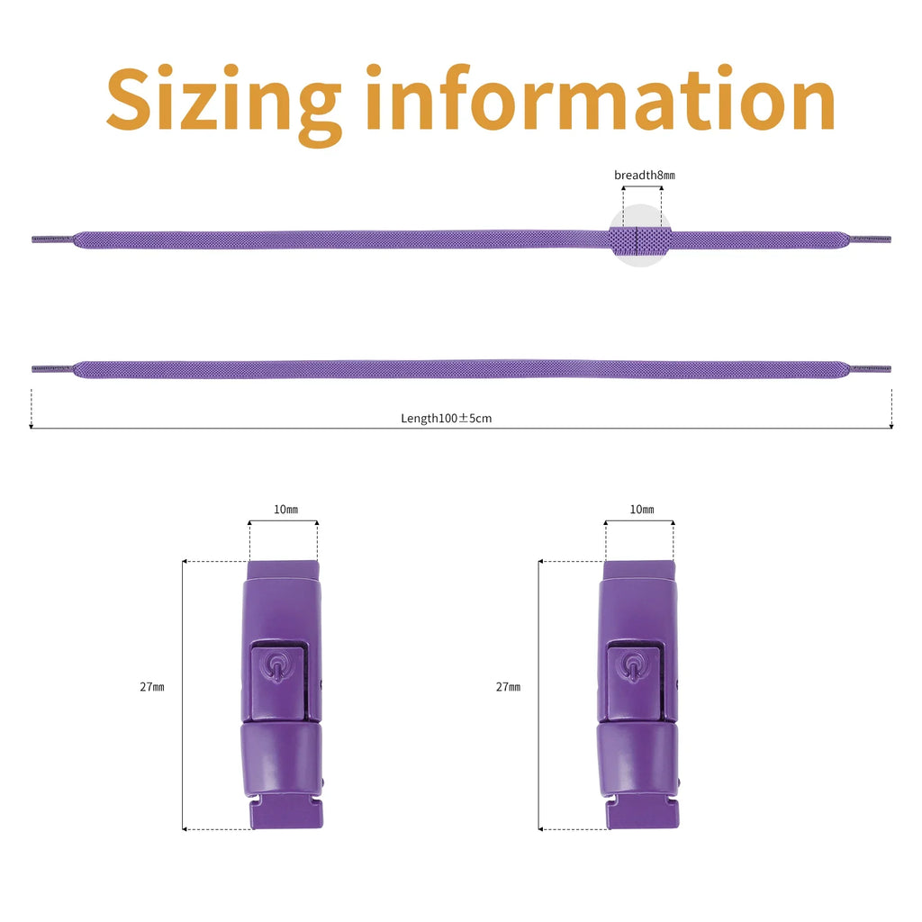 Widened Flat No-Tie Elastic Shoelaces with Press Lock