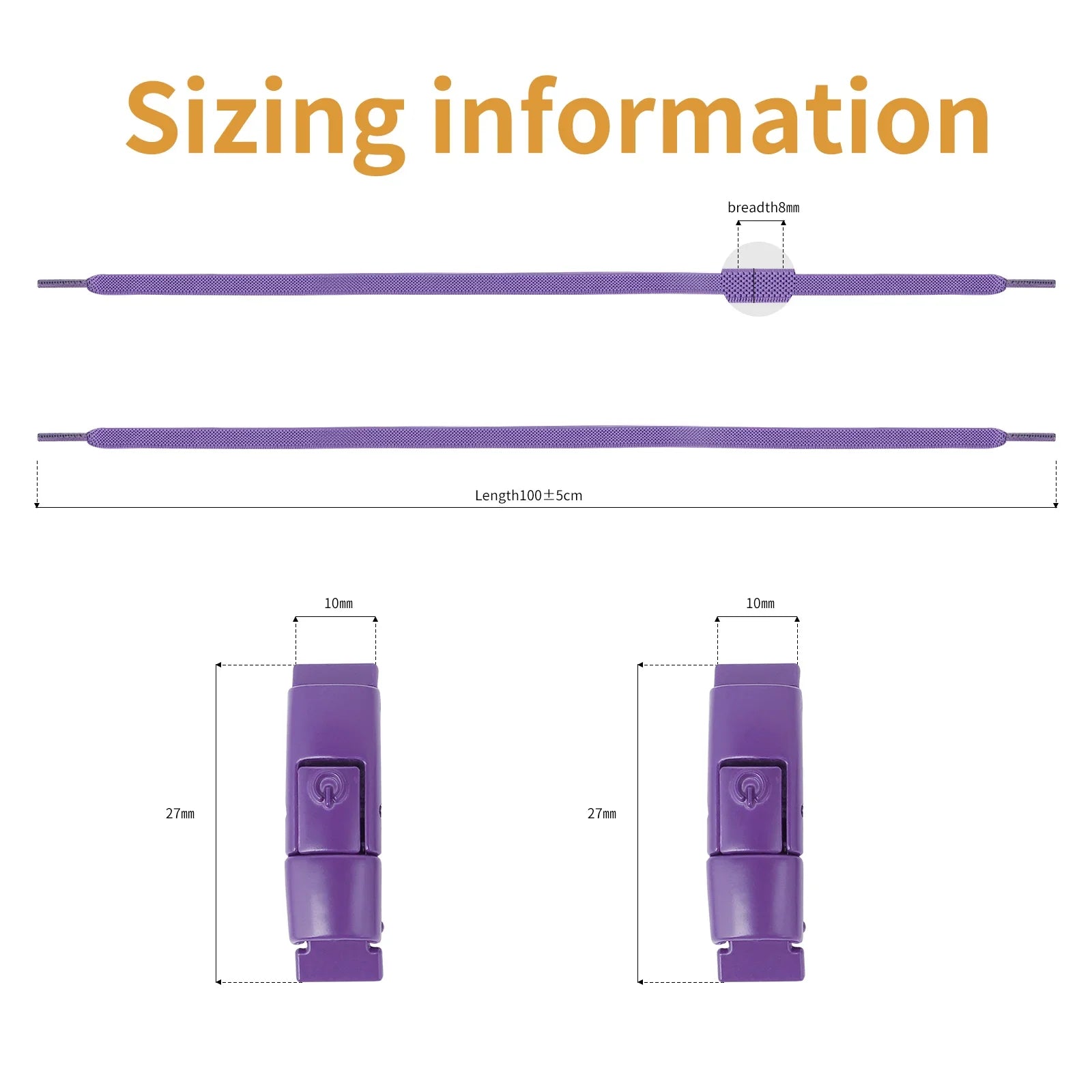 Widened Flat No-Tie Elastic Shoelaces with Press Lock