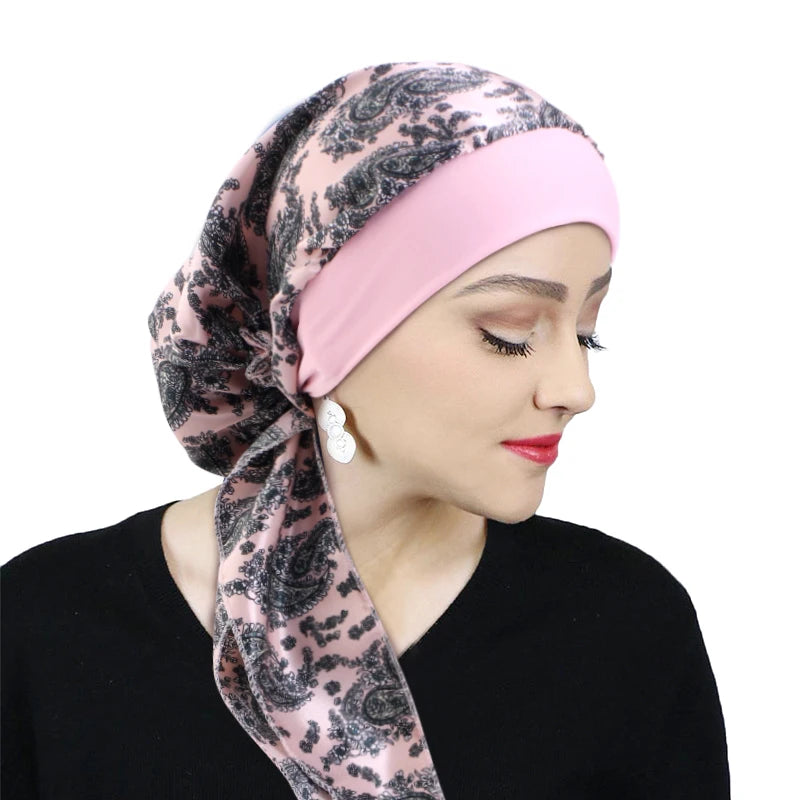 Headscarf Women Elastic Muslim Female Turban Cancer Chemo Hat Hair Loss Cover Head Wrap Headwear Stretch Bandana