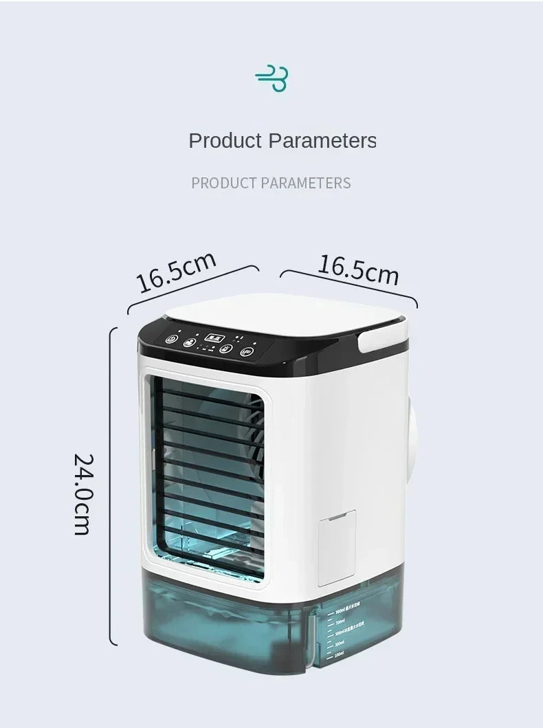 Large 900ml Desktop Air Cooler Fan with Humidifier & Cold Mist Spray – Ultra Quiet, USB Powered, 3 Speeds