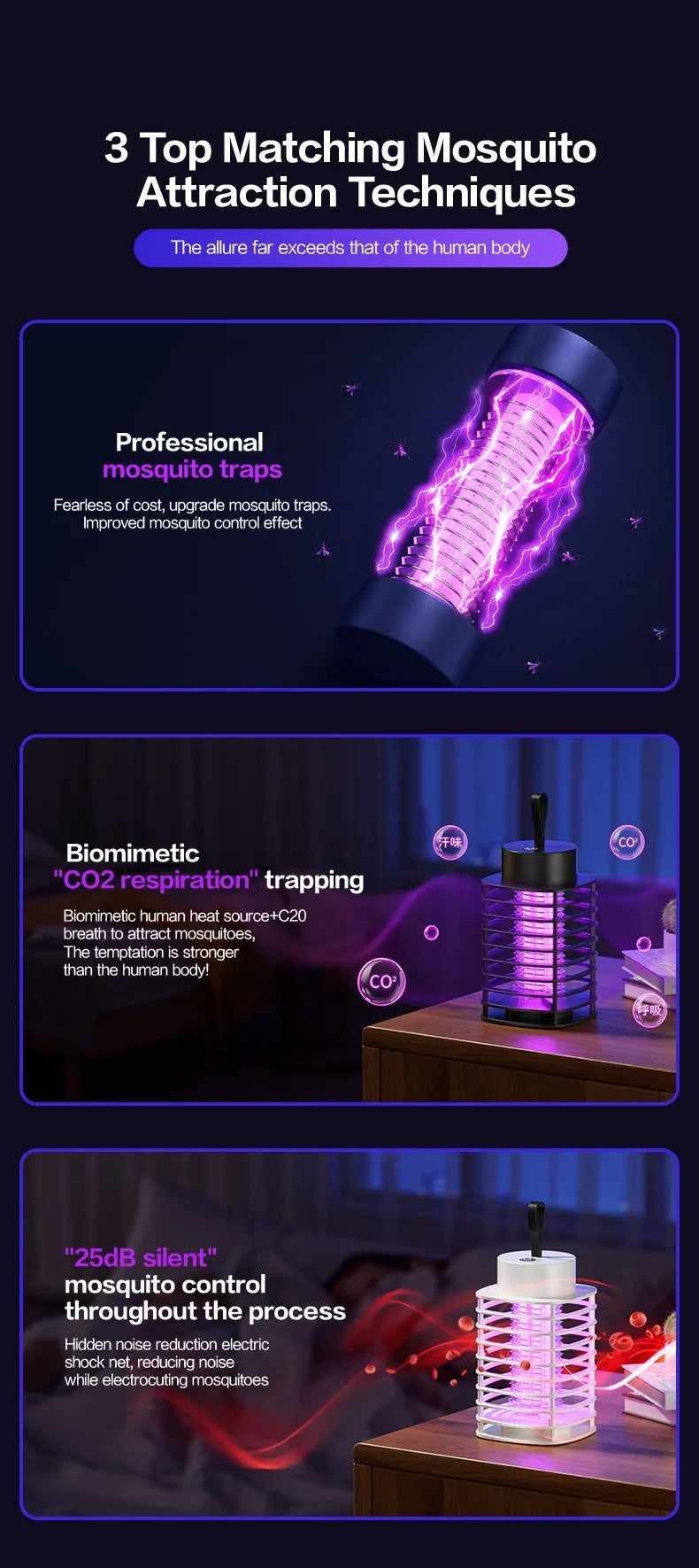 Mute Mosquito Killing Lamp Anti-Mosquito Lamp Portable Electronic Mosquito Killer Mosquito Terminator Mosquito Repellent Lamp