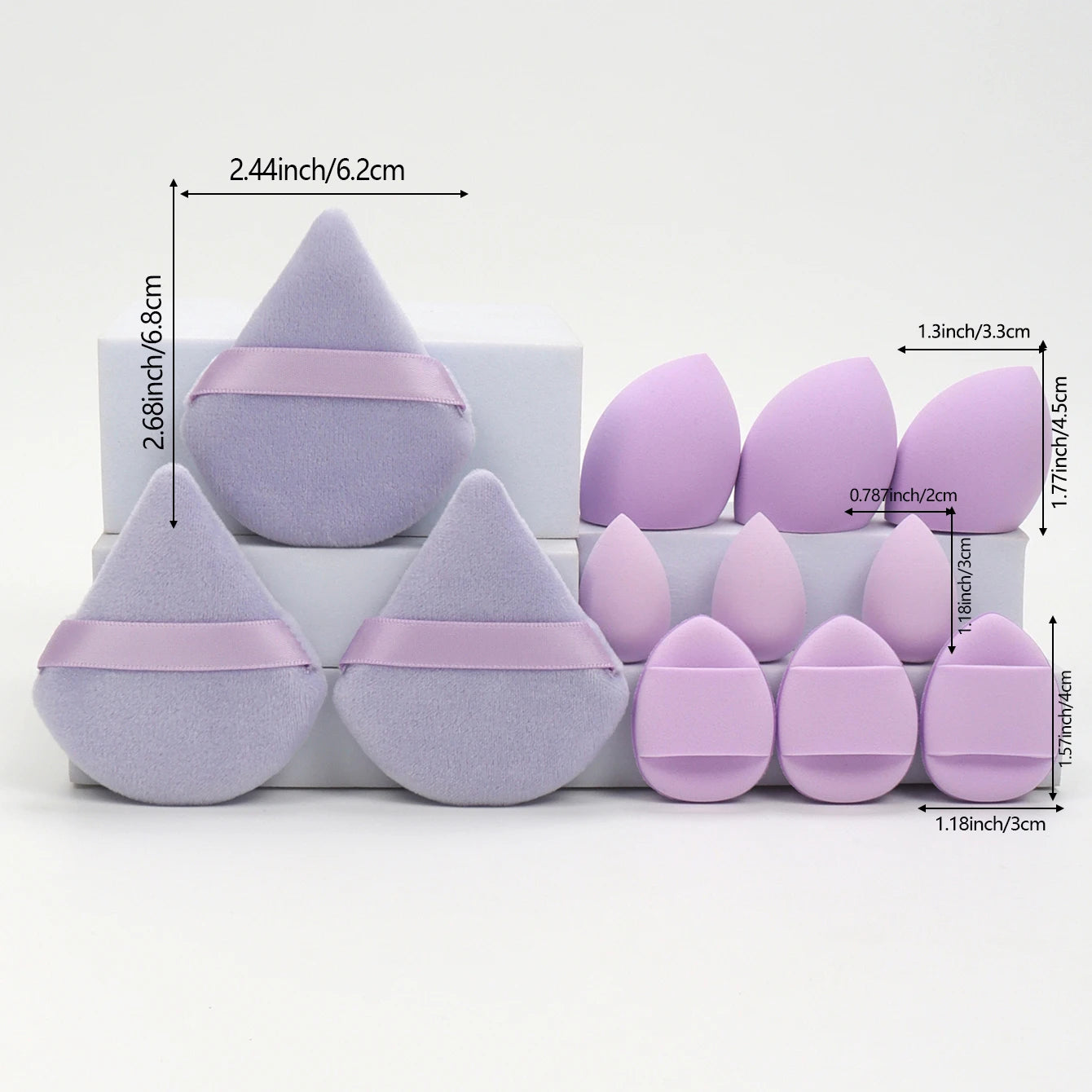 12-Piece Professional Makeup Sponge & Powder Puff Set