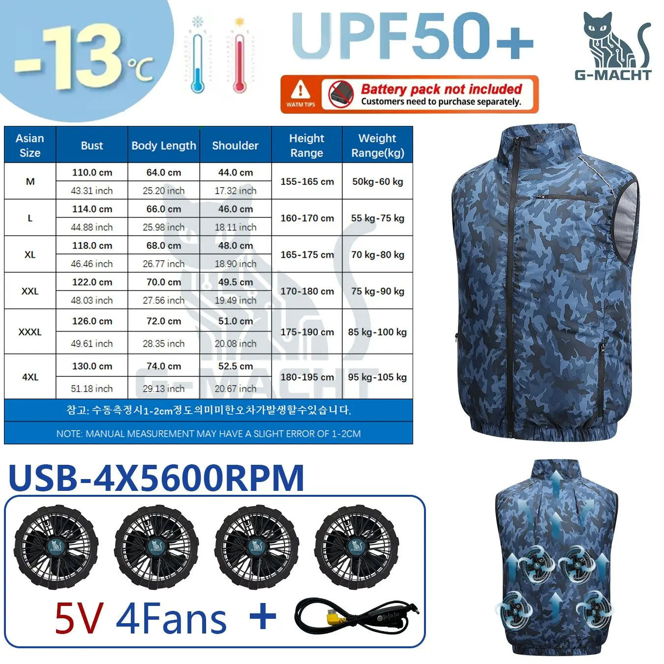 4-Fan USB Cooling Vest – Breathable Summer Workwear for Men & Women