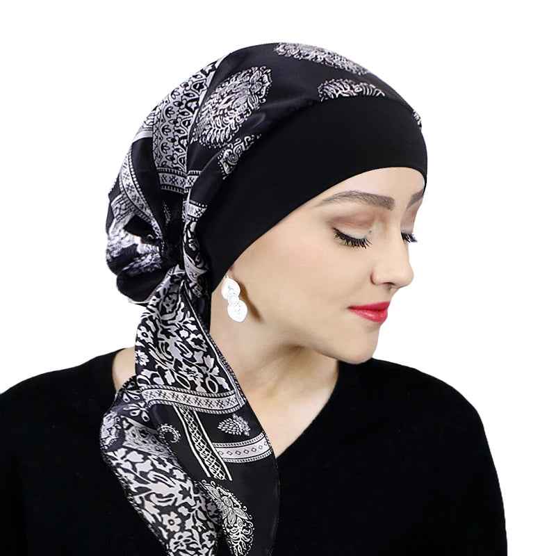 Headscarf Women Elastic Muslim Female Turban Cancer Chemo Hat Hair Loss Cover Head Wrap Headwear Stretch Bandana