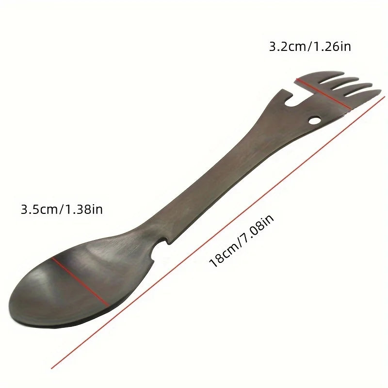 Outdoor Survival Tools 5 in 1 Camping Multi-functional EDC Kit Practical Fork Knife Spoon Bottle/Can Opener