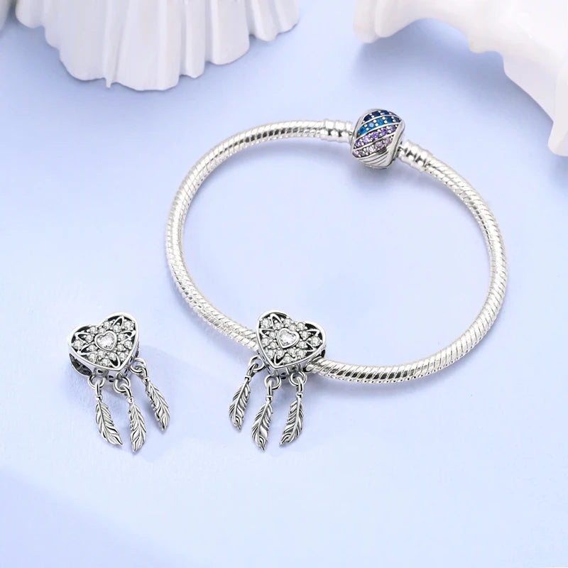 925 Sterling Silve Charms Beads Forever Love Heart Sister Family Life Charms Dangle For Bracelet Woman Jewelry Gifts