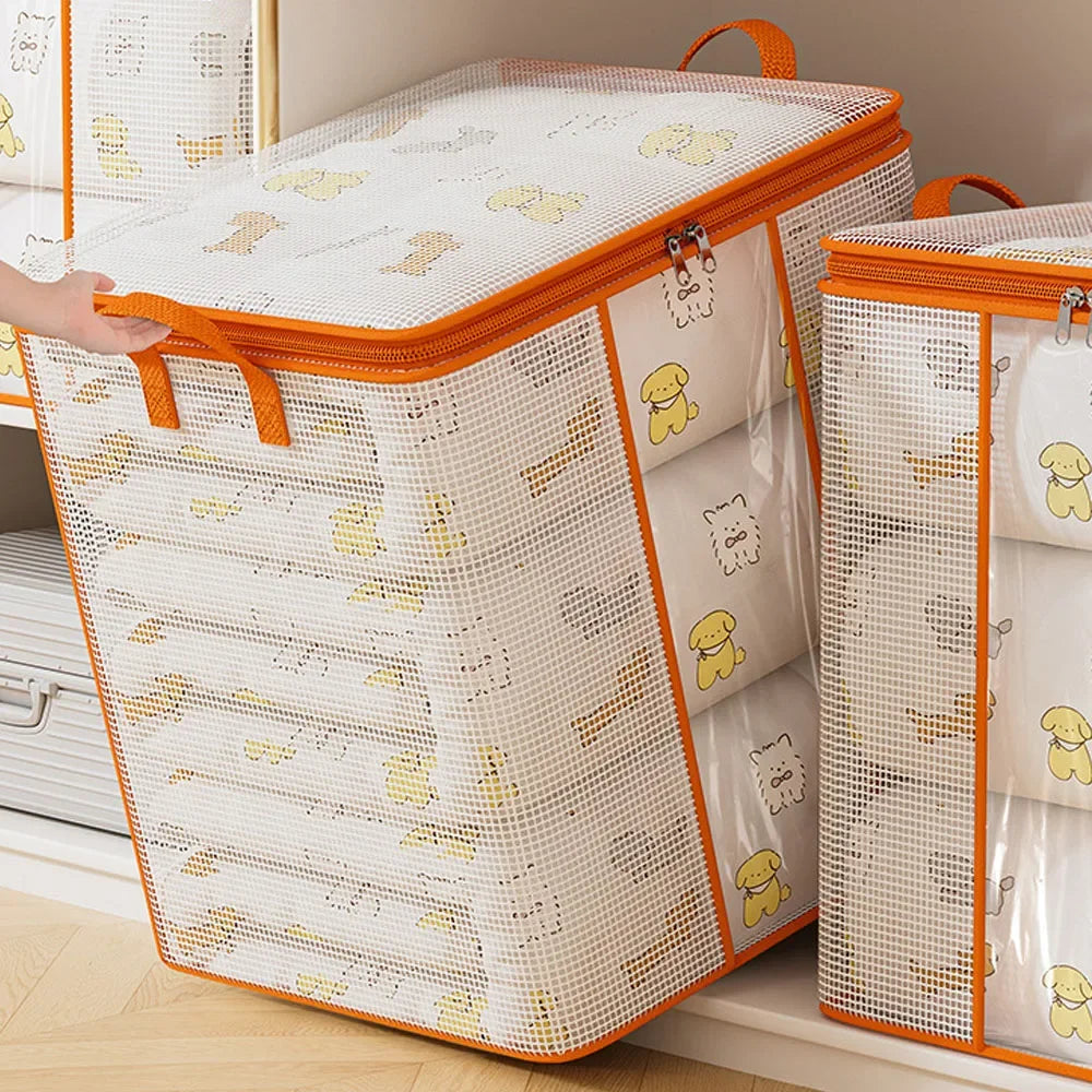 Plastic Transparent Clothes Blanket Quilt Organizer Storage Bag With Zipper Foldable Luggage Moving Packing Pouch