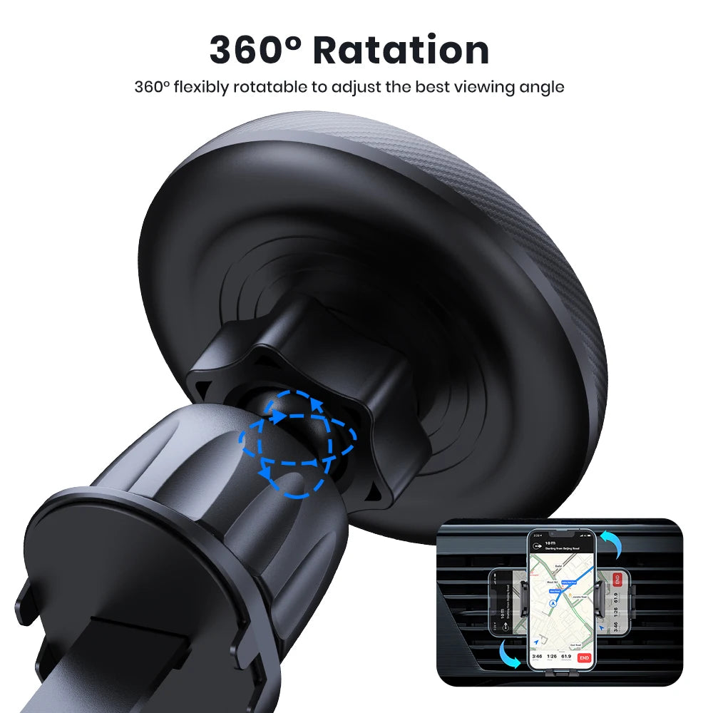 Magsafe Car Phone Holder,Powerful Magnetism Premium Quality Single-Hand Operation Metal Hook Magnetic Car Phone Mount