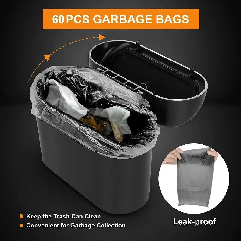 Leak-Proof Mini Car Trash Can with Lid & Refill Bags