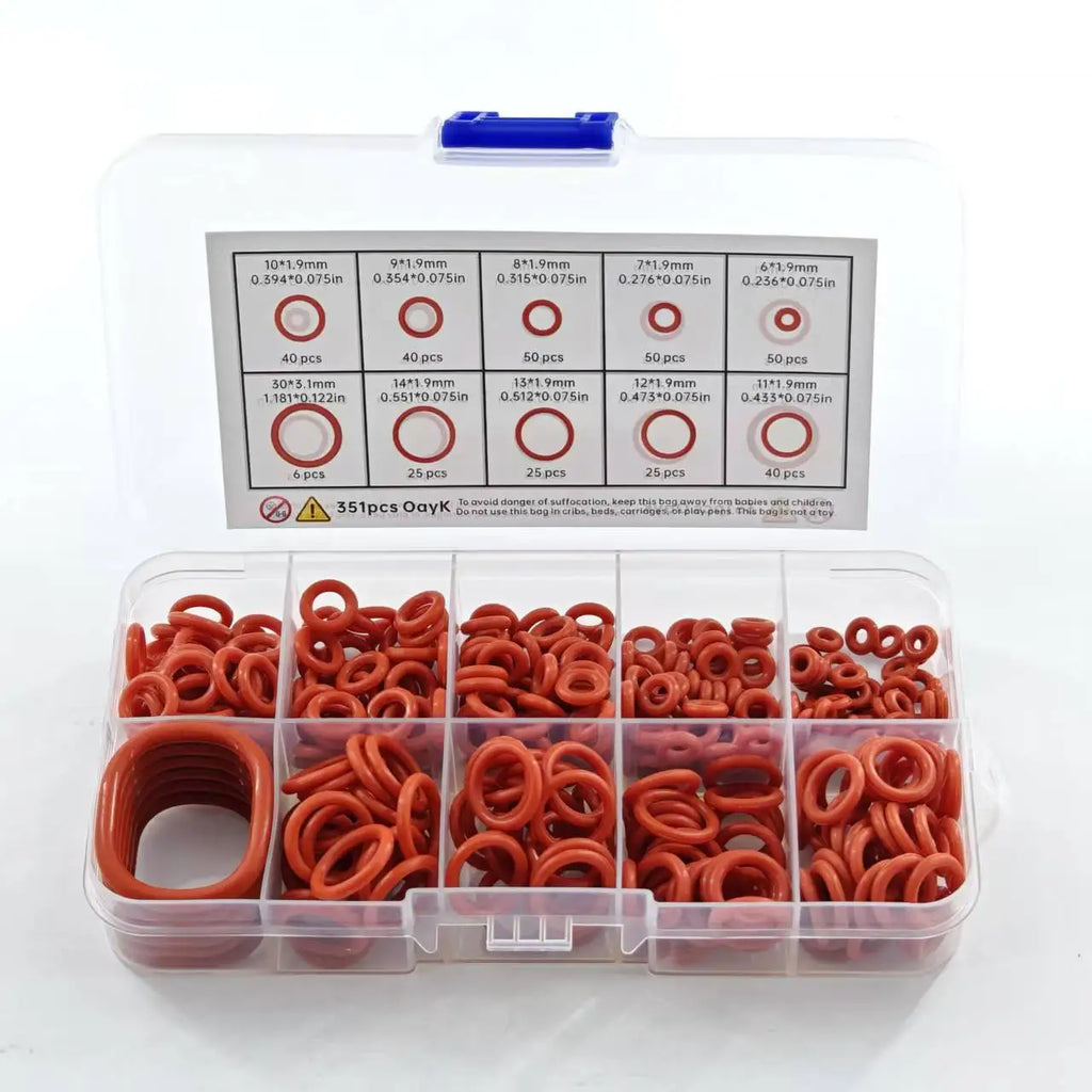 351-Piece Universal Silicone O-Ring Assortment Kit