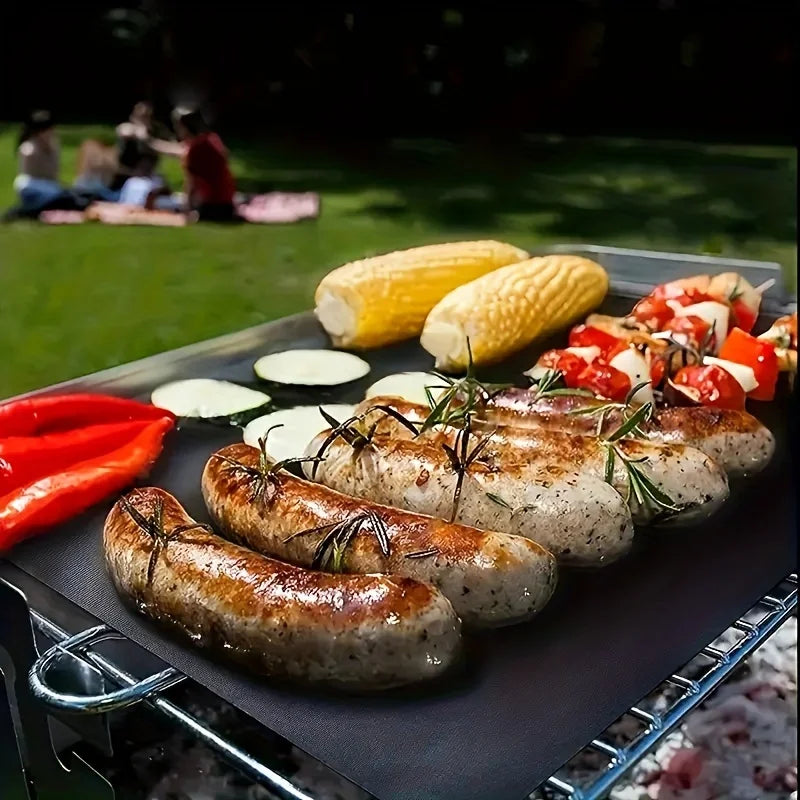 BBQ Grill Mat Non-stick Reusable Heat Resistant Extra Thick Pad Oven Liners Baking Mats Easy Clean Kitchen Outdoor Barbecue Tool