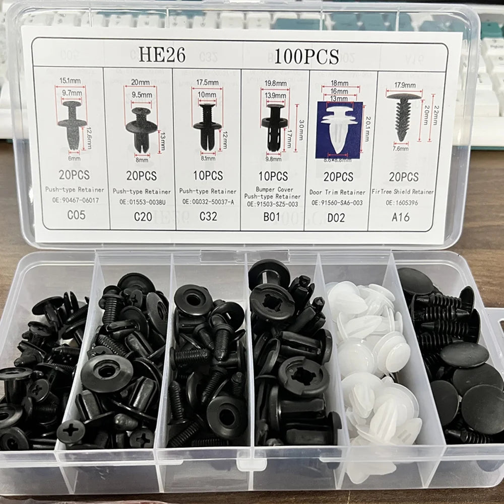 Universal Car Body Push Retainer Clip & Fastener Kit