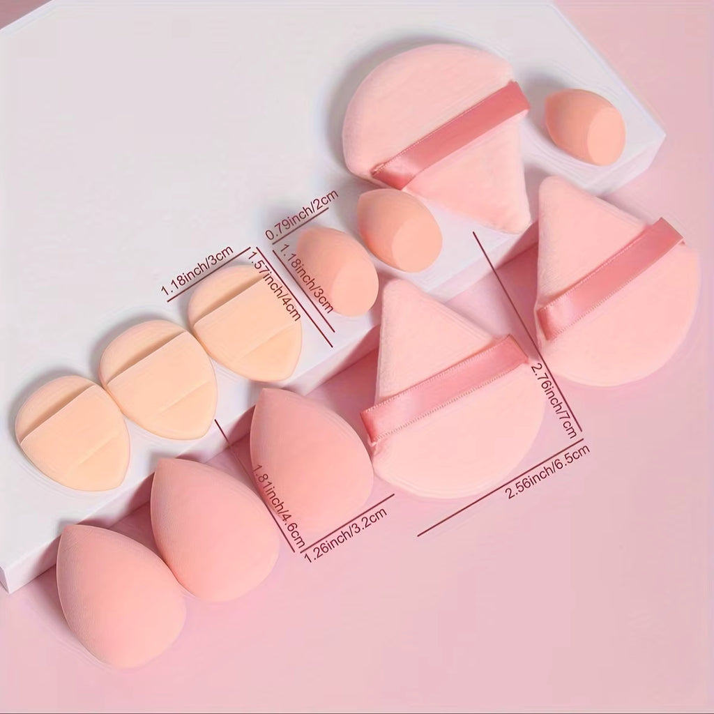 12-Piece Professional Makeup Sponge & Powder Puff Set