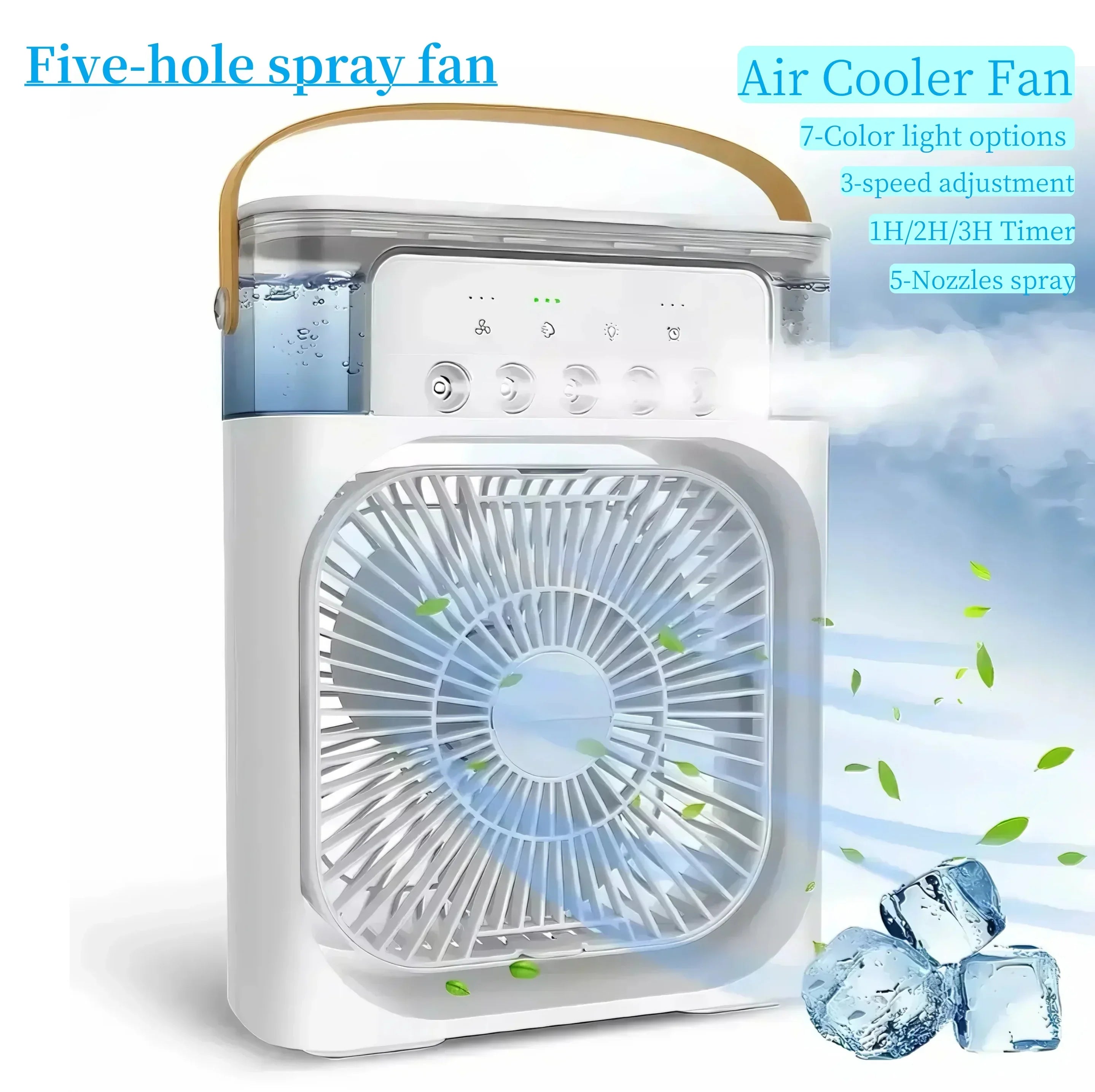 3-in-1 Portable Mini Air Cooler Fan – Desktop Humidifier & LED Night Light, USB Powered