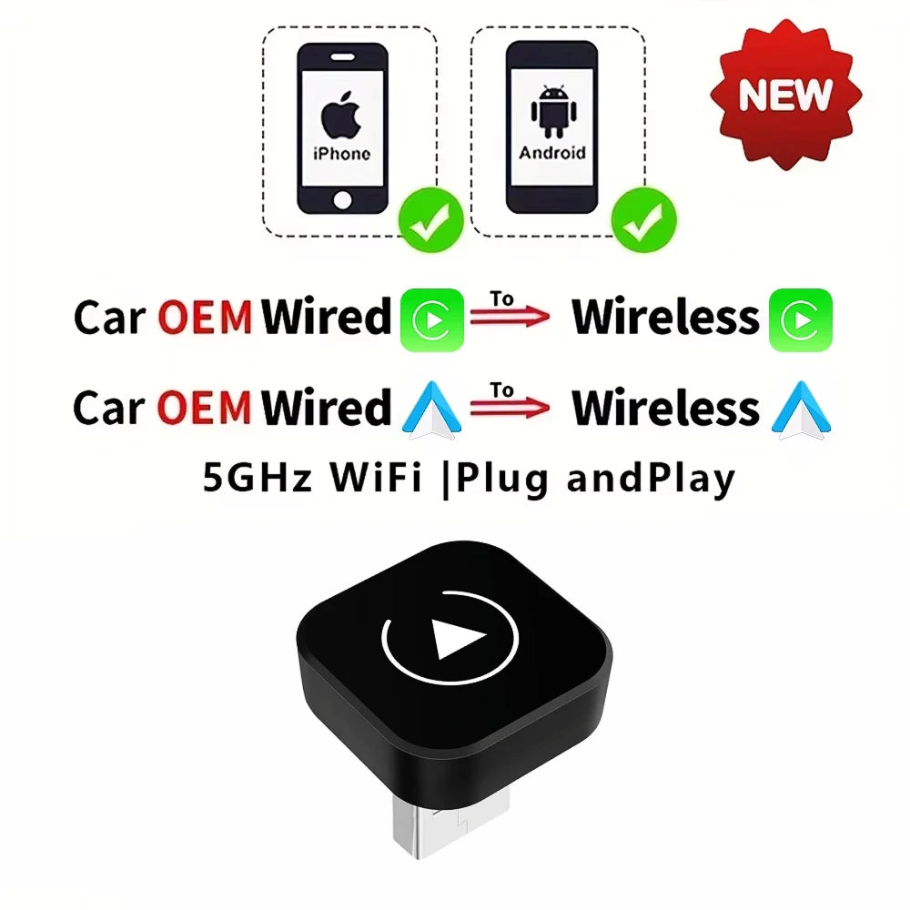 2-in-1 Wireless CarPlay & Android Auto Adapter Dongle