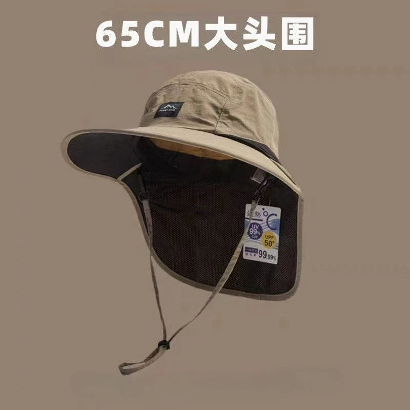 Unisex Summer Wide Brim Waterproof Quick-drying Panama Caps Outdoor Visor Bucket Hats Mesh Breathable Sun Hat with Neck Flap