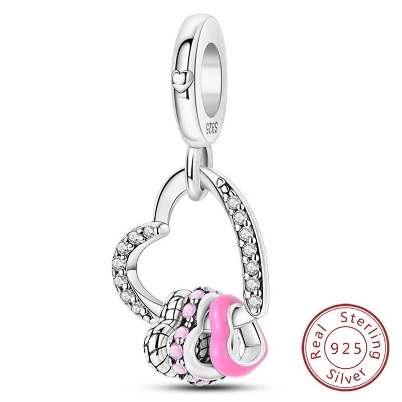 925 Sterling Silve Charms Beads Forever Love Heart Sister Family Life Charms Dangle For Bracelet Woman Jewelry Gifts