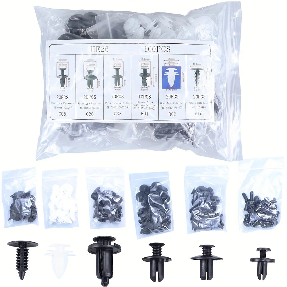 Universal Car Body Push Retainer Clip & Fastener Kit