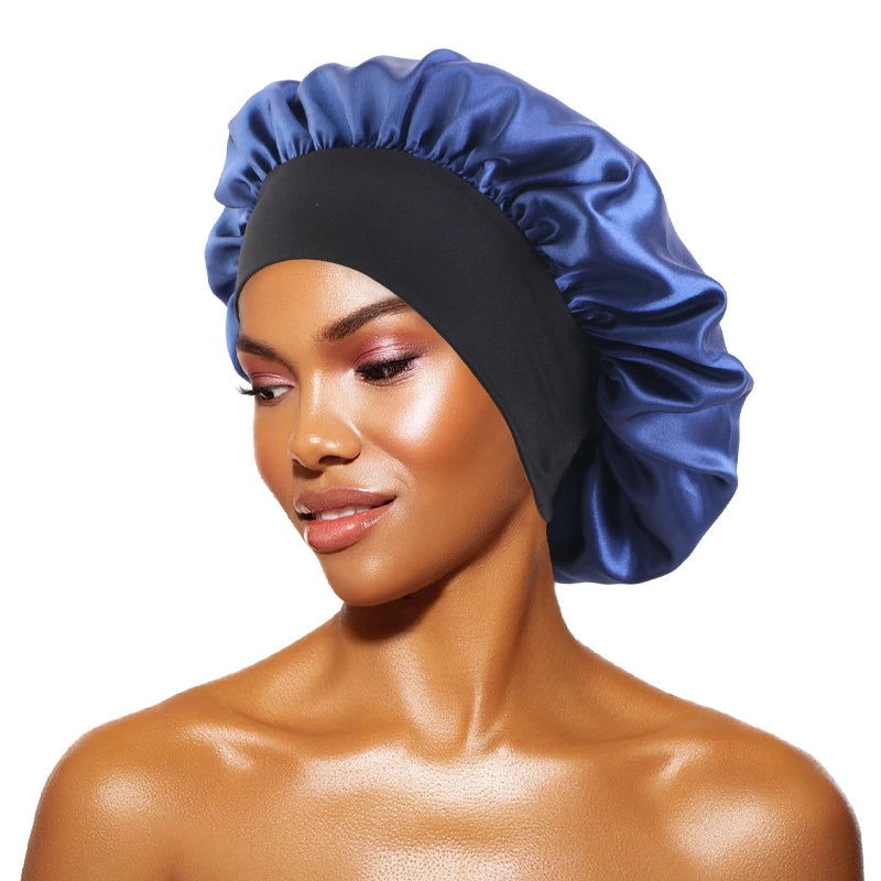 Wide-Brimmed Satin Sleep Bonnet – Hair Care Night Cap