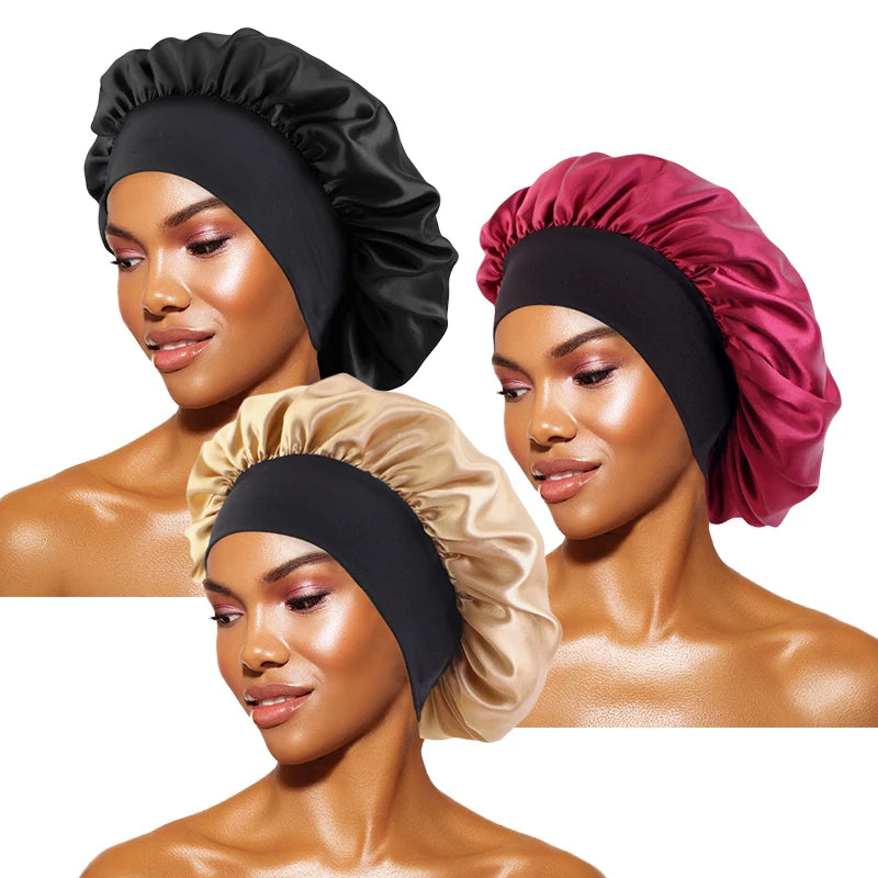 Wide-Brimmed Satin Sleep Bonnet – Hair Care Night Cap