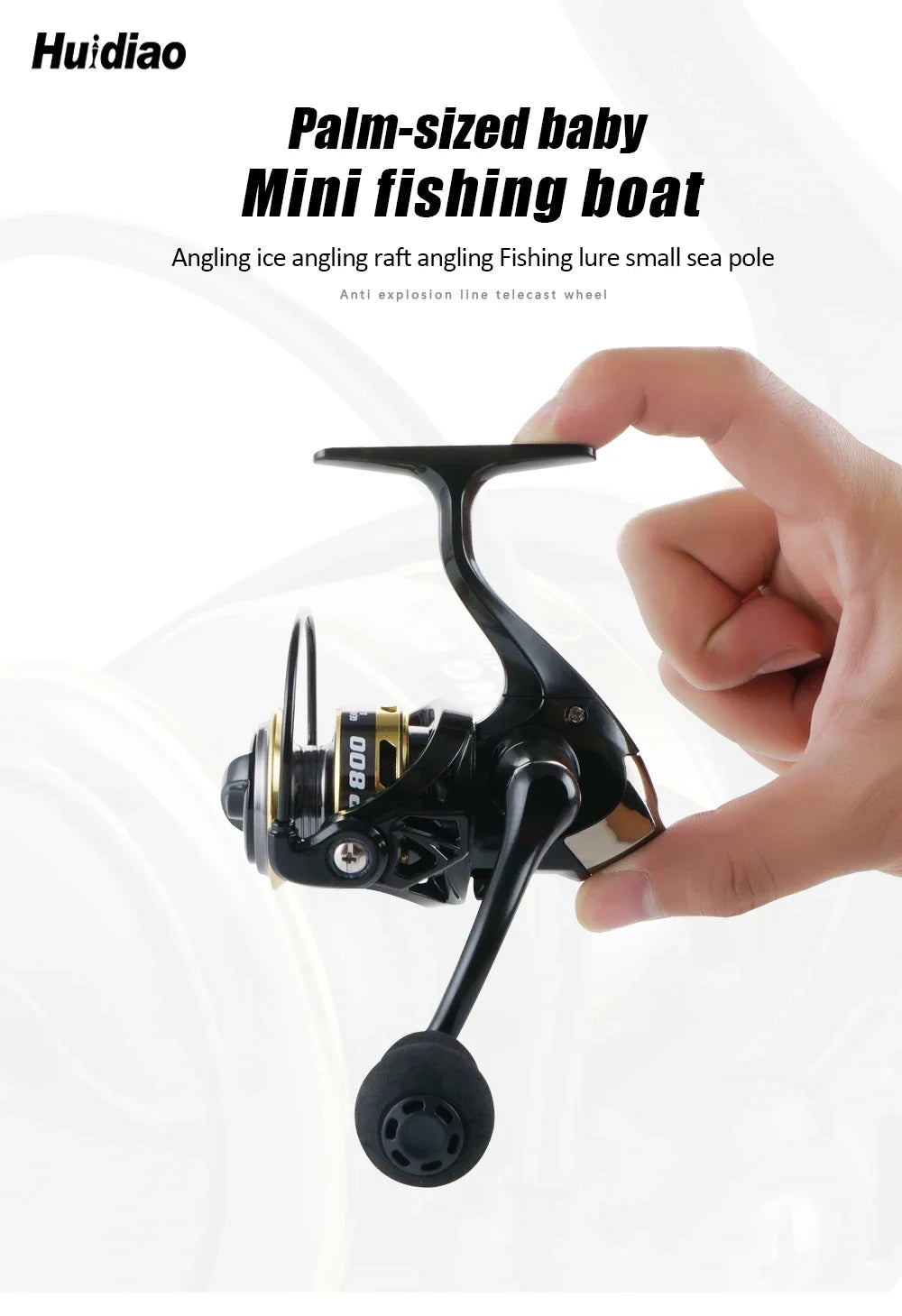 135g/4.76oz Ultralight Spinning Reel 500/800 Small Size 5.2:1 Gear Ratio Compact Ice Fishing Reel for Winter Fishing