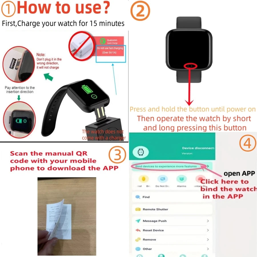 Unisex Smartwatch with Fitness Tracker & Message Alerts
