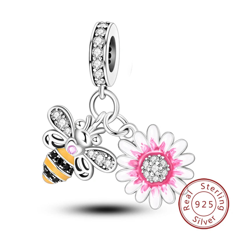 Original 925 Sterling Silver Charm Beads Glowing Luminous Firefly Butterfly Pendant for Bracelet Charm Jewelry