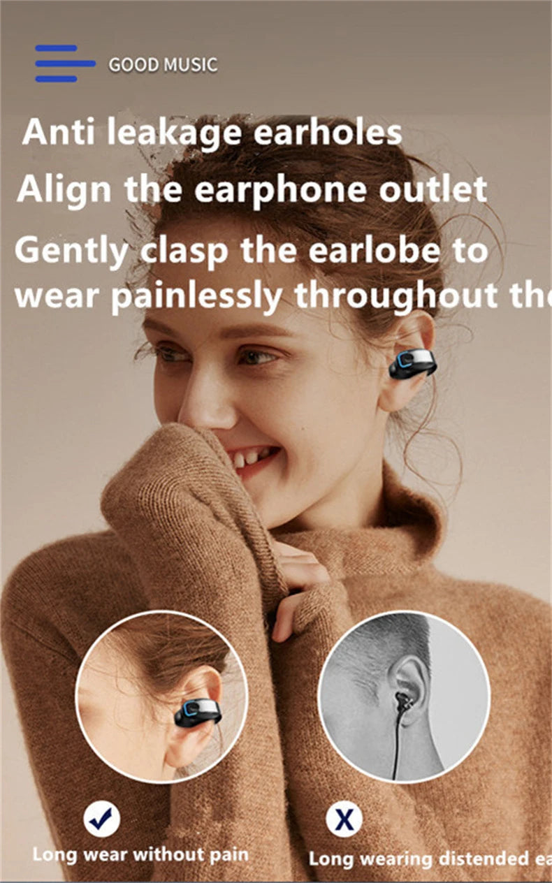 Wireless Bone Conduction Ear-Clip Bluetooth Headphones