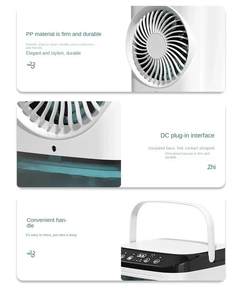 Large 900ml Desktop Air Cooler Fan with Humidifier & Cold Mist Spray – Ultra Quiet, USB Powered, 3 Speeds