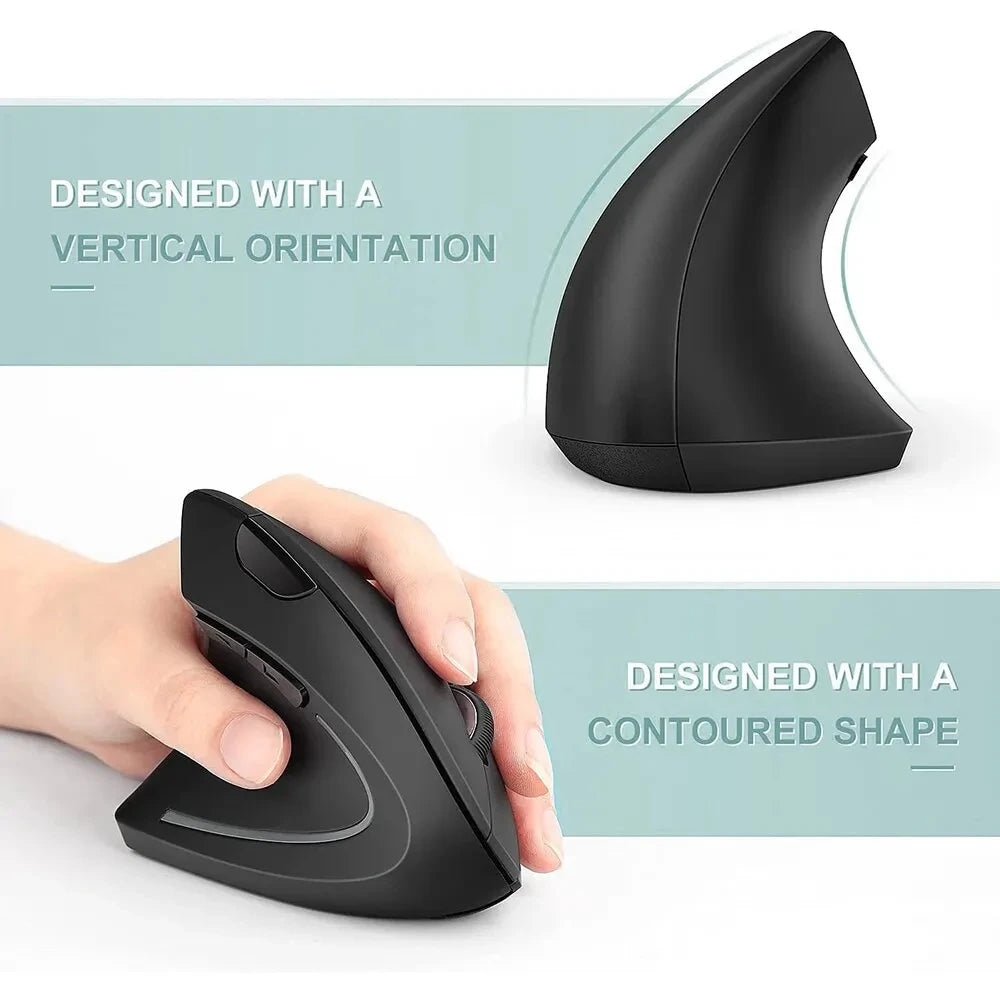 Vertical Mouse Ergonomic 2.4GHz Wireless Optical Mice 3 Adjustable DPI 800/1200/1600 6 Buttons for Laptop PC Computer