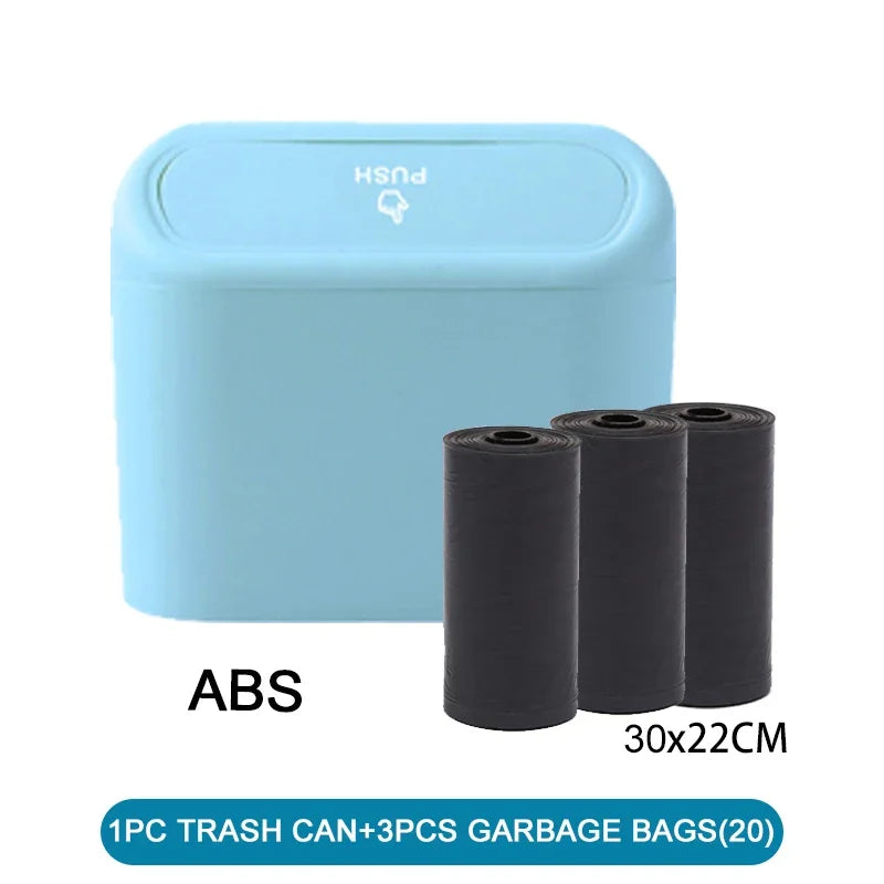 Leak-Proof Mini Car Trash Can with Lid & Refill Bags