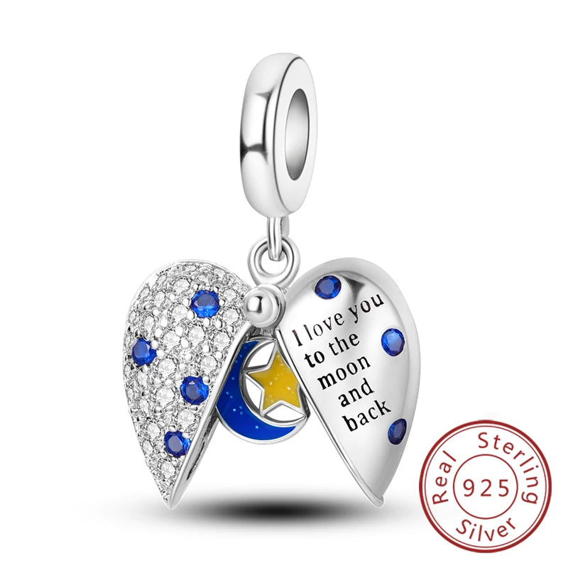 925 Sterling Silve Charms Beads Forever Love Heart Sister Family Life Charms Dangle For Bracelet Woman Jewelry Gifts