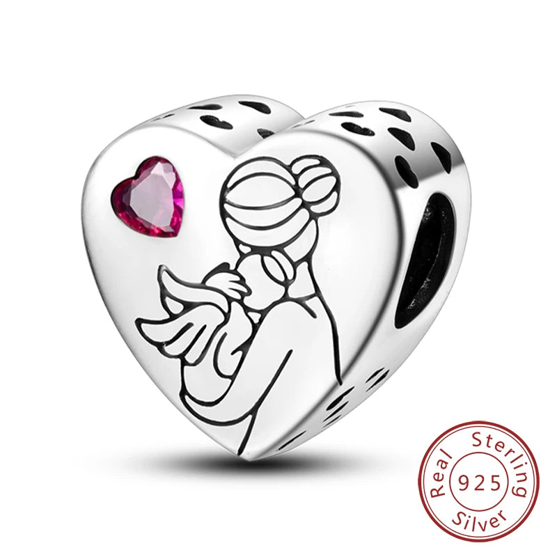 925 Sterling Silve Charms Beads Forever Love Heart Sister Family Life Charms Dangle For Bracelet Woman Jewelry Gifts