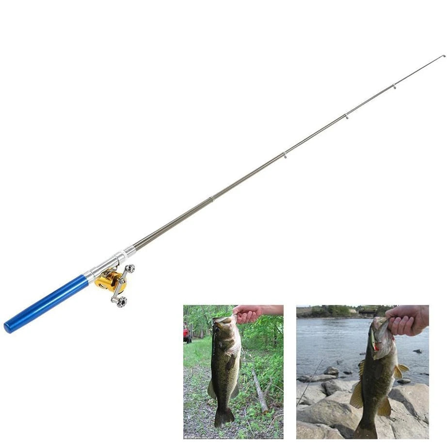 Pocket Ice Fishing Rod & Reel Combo set Pen Shape Telescopic Portable Complete Kit for River Lake Winter Fishing Outdoors
