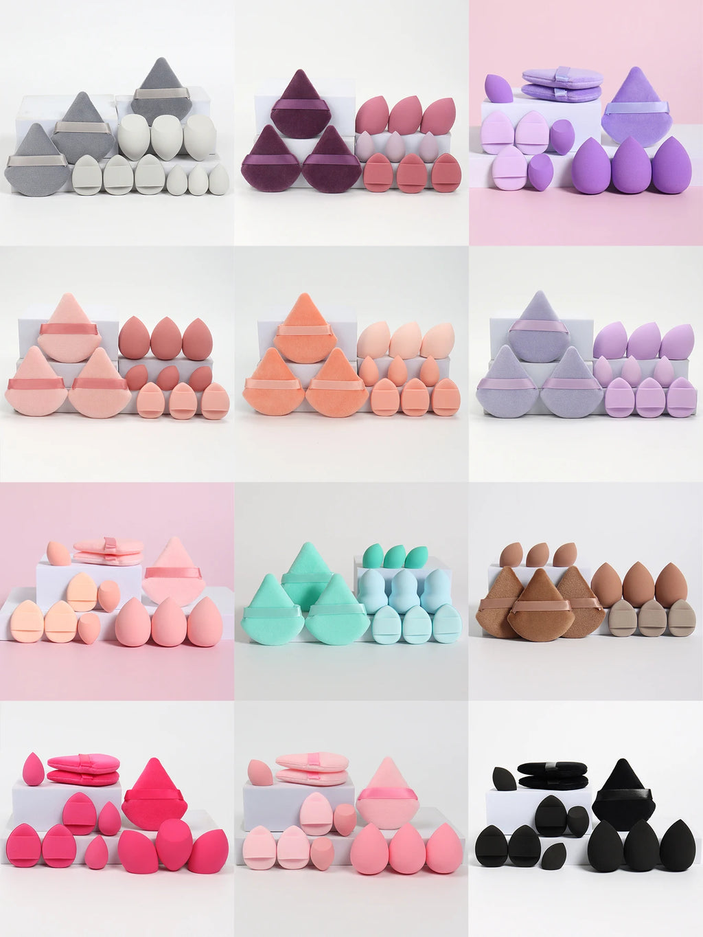 12-Piece Professional Makeup Sponge & Powder Puff Set