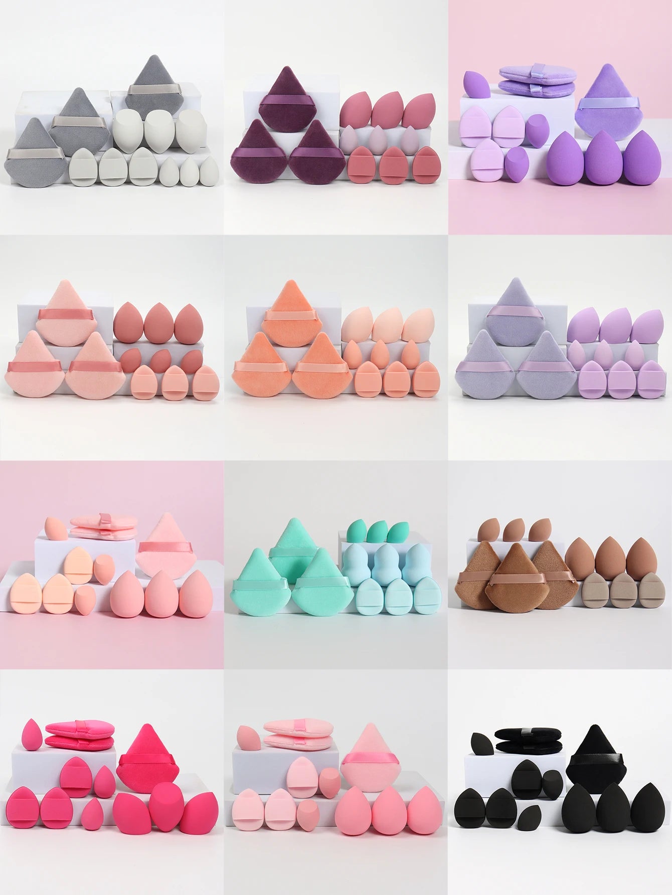 12-Piece Professional Makeup Sponge & Powder Puff Set