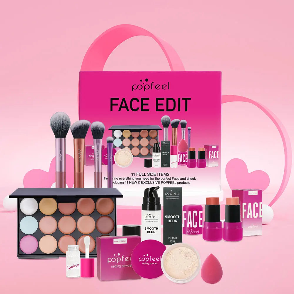 Makeup Kit, Waterproof and Sweatproof, Includes Concealer, Primer, Loose Powder, Blush, and More, Ideal for Beginne