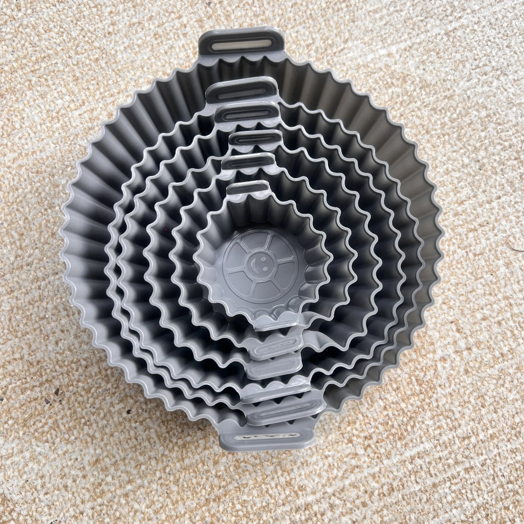 6 PC Air Fryer Mats - 450°F Silicone Non-Stick Dual Texture Dishwasher Safe Crispy/Steam Cooking