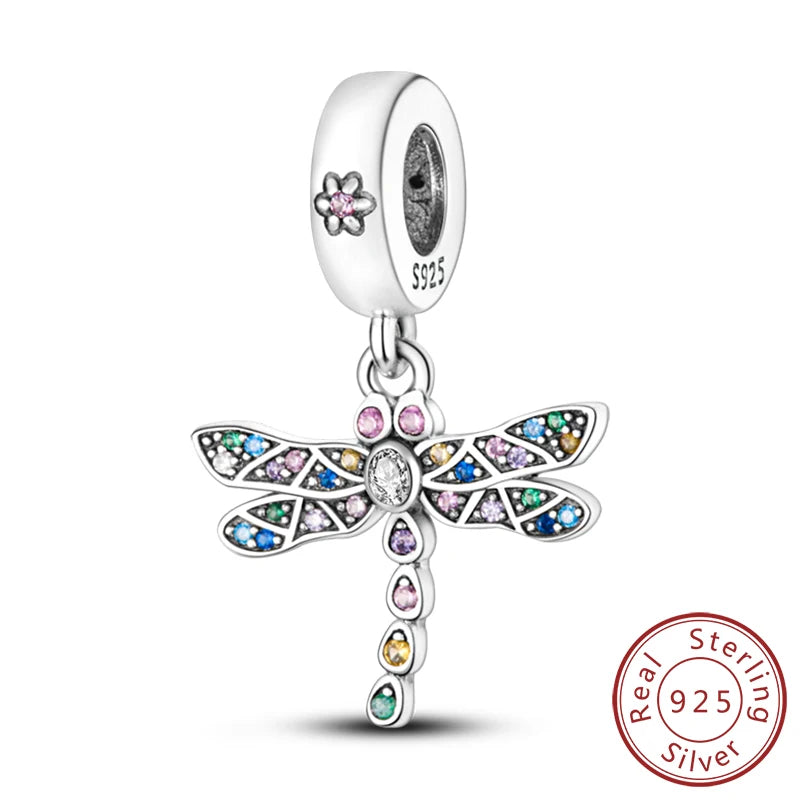 Original 925 Sterling Silver Charm Beads Glowing Luminous Firefly Butterfly Pendant for Bracelet Charm Jewelry