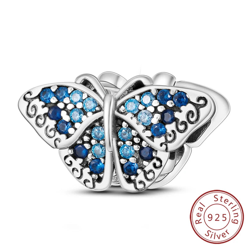 Original 925 Sterling Silver Charm Beads Glowing Luminous Firefly Butterfly Pendant for Bracelet Charm Jewelry