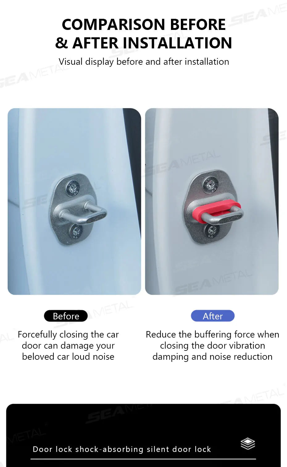 Car Door Shock Absorber & Buckle Pad – Soundproof Anti-Vibration Damper Kit