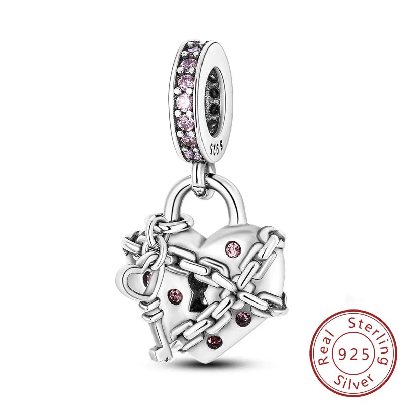 925 Sterling Silve Charms Beads Forever Love Heart Sister Family Life Charms Dangle For Bracelet Woman Jewelry Gifts