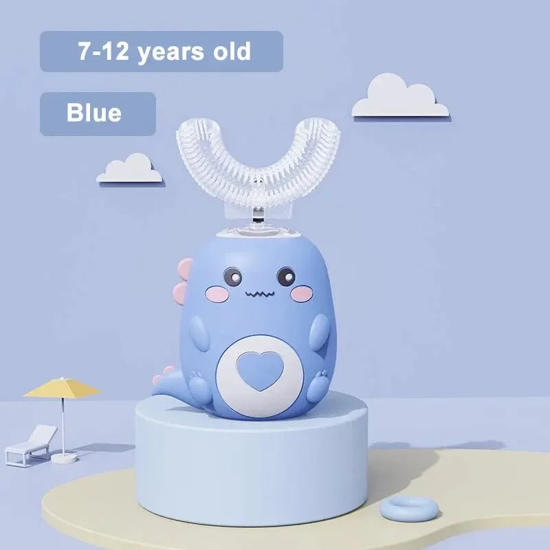 Food Grade Silicone U-Shaped Kids Electric Toothbrush 360° Automatic Cleaning USB Charging Smart Oral Care Children Toothbrush