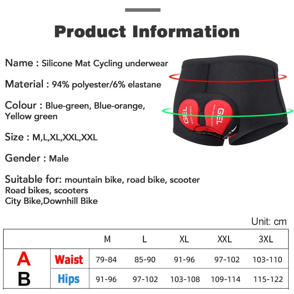 Breathable Cycling Underwear Cycling Shorts  5D Gel Pad Shockproof Bicycle Underpant MTB Road Bike Underwear Man Shorts