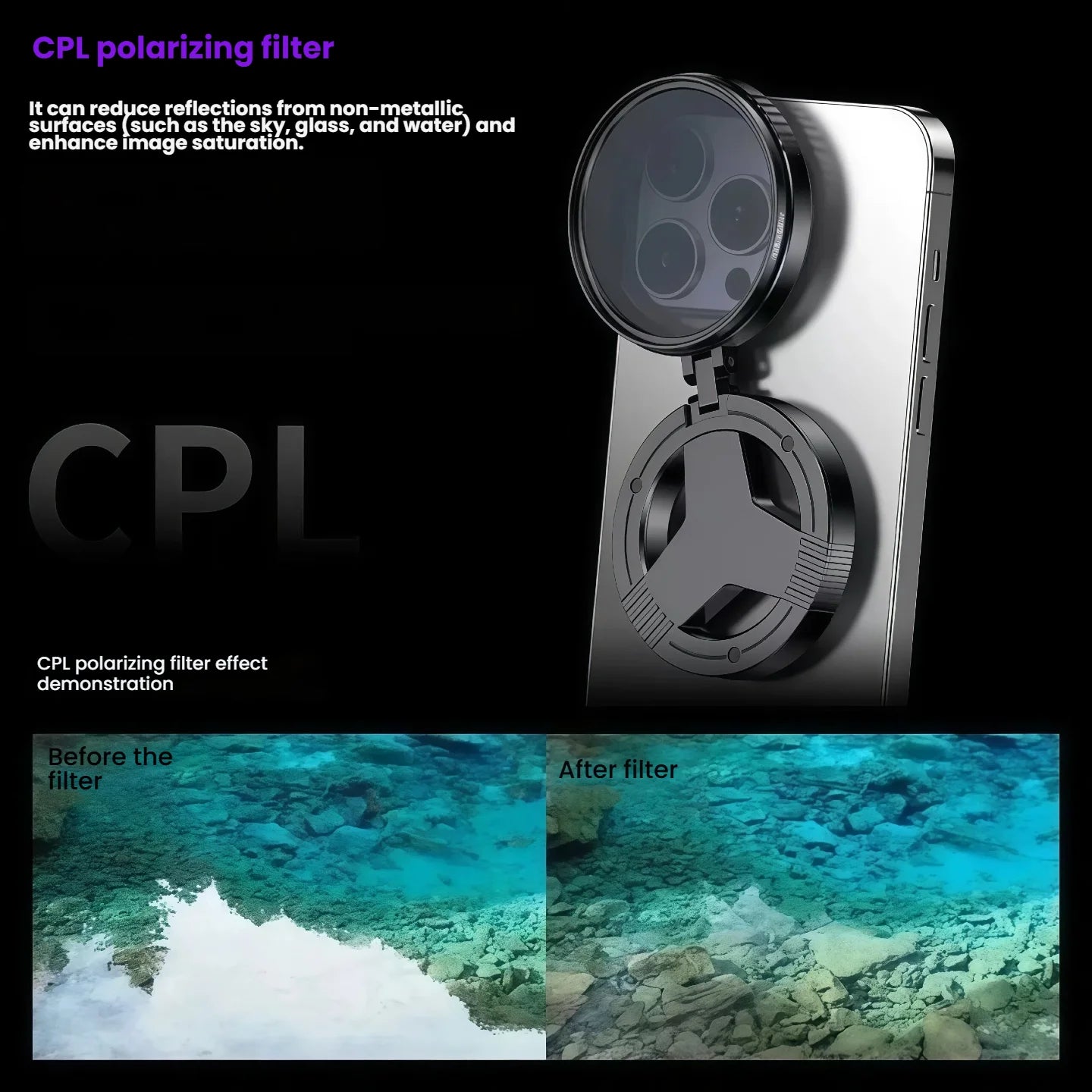 HD Magnetic Phone CPL Filter - Anti-Glare Lens for Mobile Photography